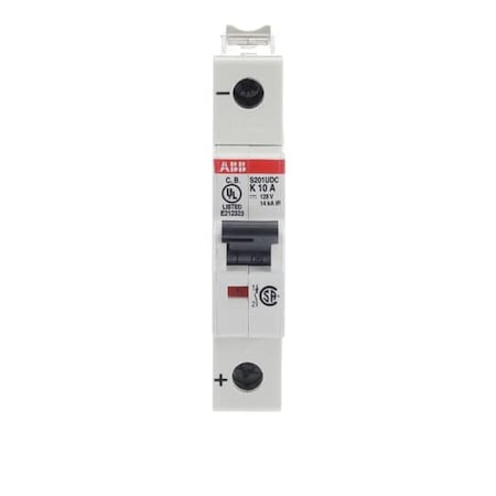 Abb Miniature Circuit Breaker, S201 Series, 10A, 1 Pole, Not Rated, 14kA, K Curve S201UDC-K10